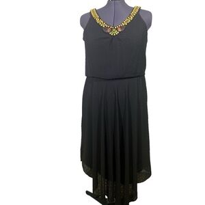 Madison Leigh women's plus size 16 sleeveless beaded black midi dress asymmetric